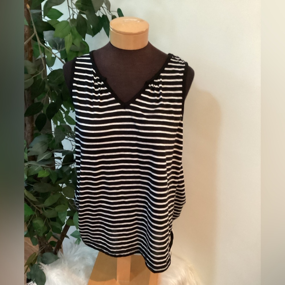 Just Be black and white striped tank top Woman’s size L